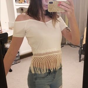 Topshop white off the shoulder top